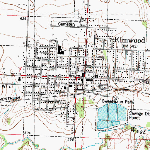 Topographic Map of Elmwood Police Department, IL