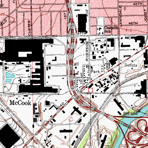 Topographic Map of McCook Police Department, IL