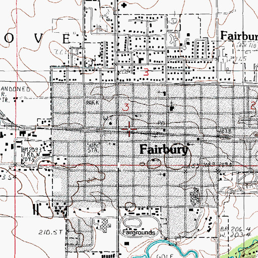 Topographic Map of Fairbury Police Department, IL