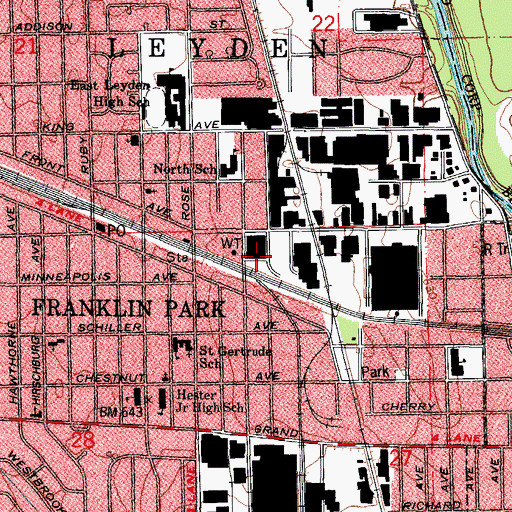 Topographic Map of Franklin Park Police Dept, IL