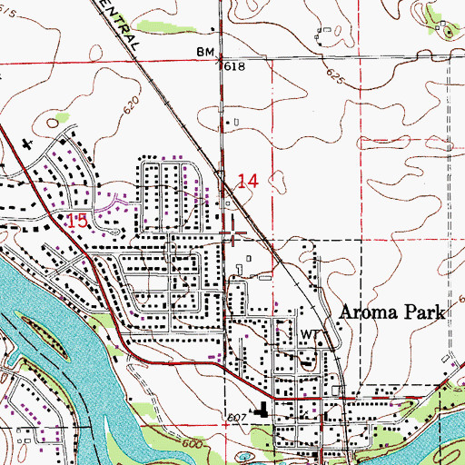 Topographic Map of Aroma Park Village Police Department, IL
