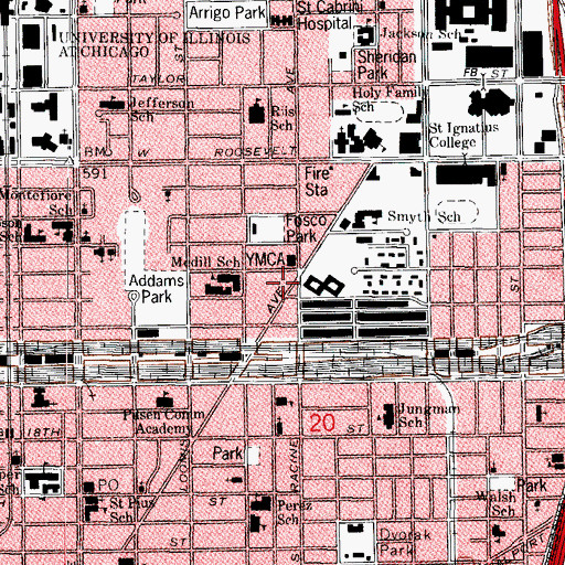 Topographic Map of Chicago Police Department District 12 Near West, IL