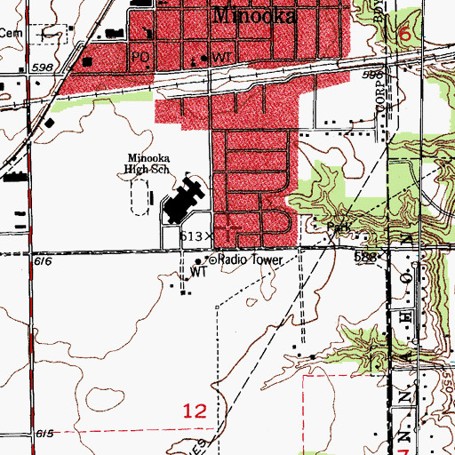 Topographic Map of Minooka Police Department, IL