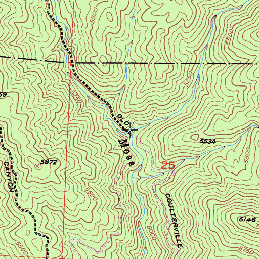 Topographic Map of Twin Bridges, CA