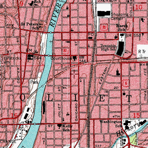 Topographic Map of Will County Adult Detention Center, IL