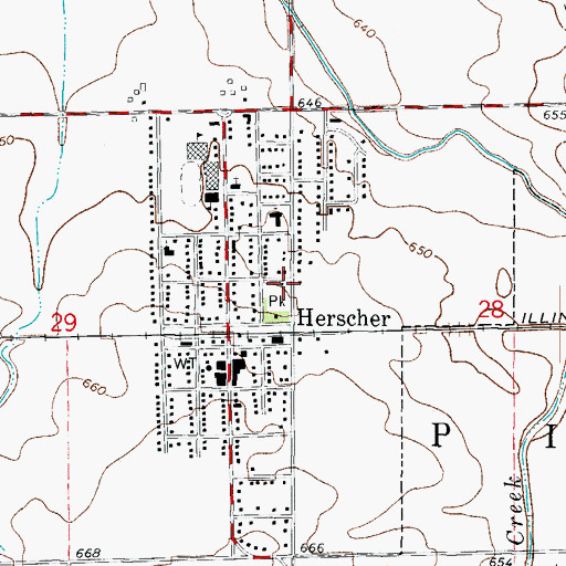 Topographic Map of Herscher Police Department, IL