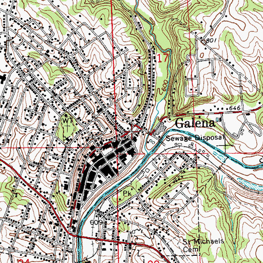 Topographic Map of Galena Police Department, IL
