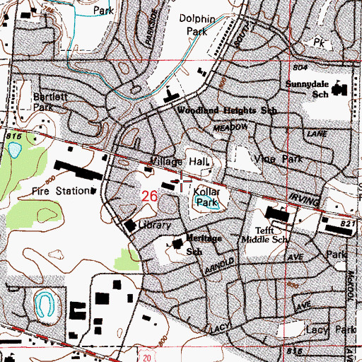 Topographic Map of Streamwood Police Department, IL