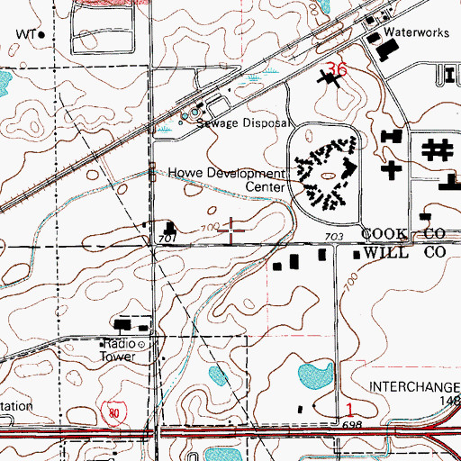 Topographic Map of Tinley Park Police Department, IL
