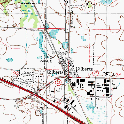Topographic Map of Gilberts Police Department, IL