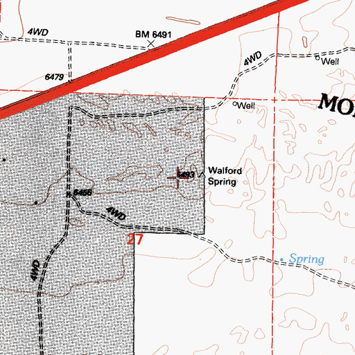 Topographic Map of Walford Springs, CA
