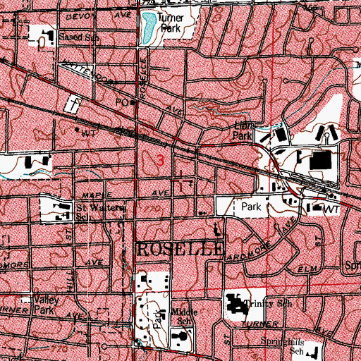 Topographic Map of Roselle Police Department, IL