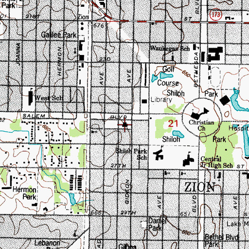 Topographic Map of Zion Police Department, IL