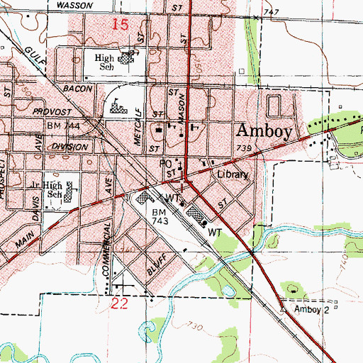 Topographic Map of Amboy Police Department, IL