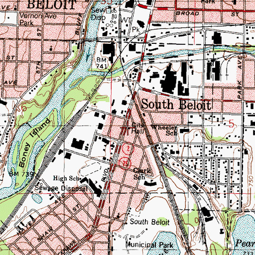 Topographic Map of South Beloit Police Department, IL