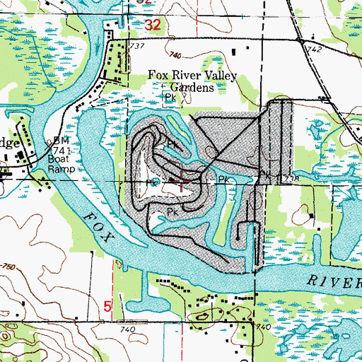 Topographic Map of Fox River Valley Garden Police, IL