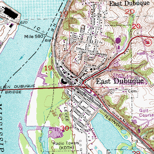 Topographic Map of East Dubuque Police Department, IL
