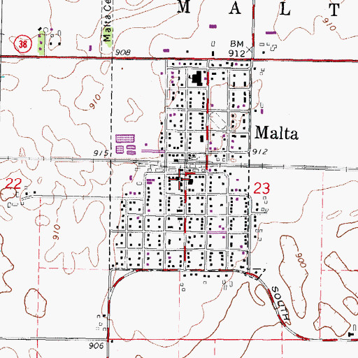Topographic Map of Malta Police Department, IL
