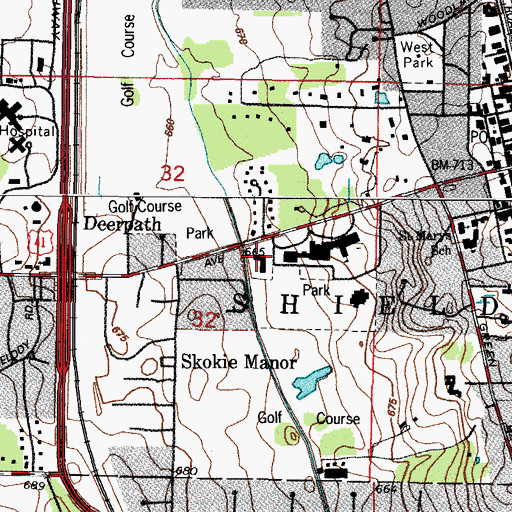 Topographic Map of Lake Forest Police Department, IL