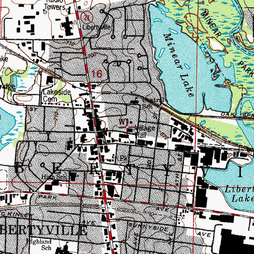 Topographic Map of Libertyville Police Department, IL