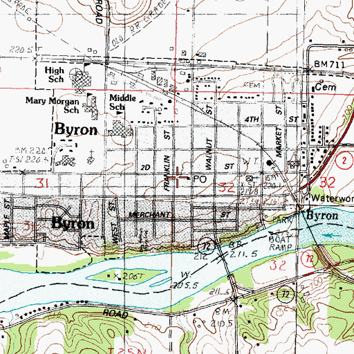 Topographic Map of Byron Police Department, IL