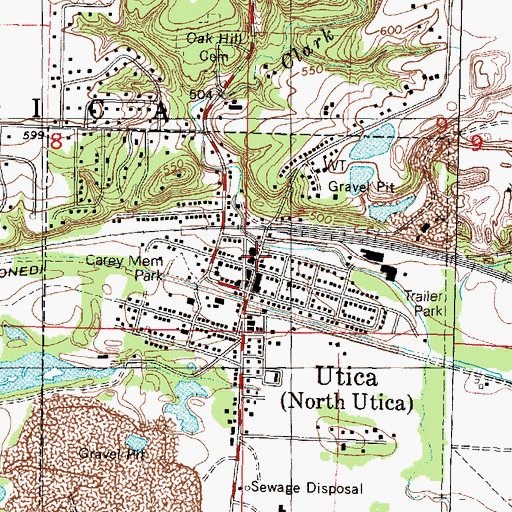 Topographic Map of Utica Police Dept, IL