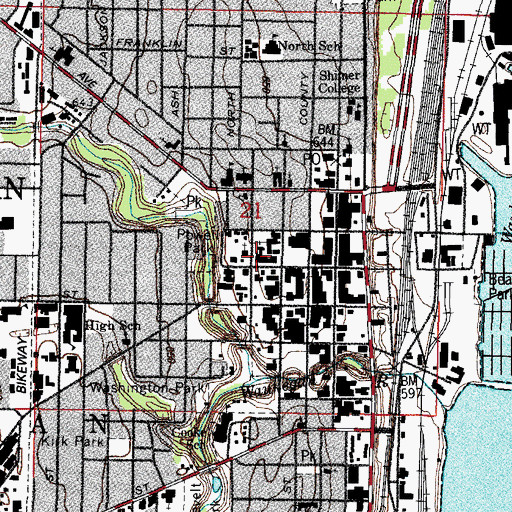 Topographic Map of Waukegan Police Department, IL