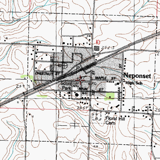 Topographic Map of Neponset Village Police Department, IL