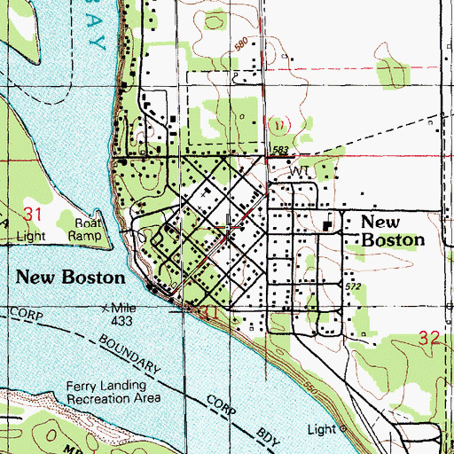 Topographic Map of New Boston Police Department, IL