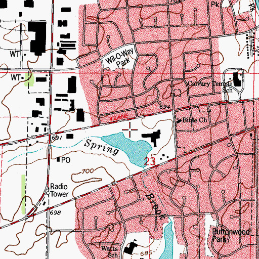 Topographic Map of Naperville Police Department, IL