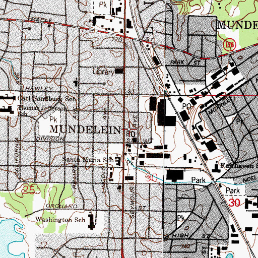 Topographic Map of Mundelein Police Department, IL
