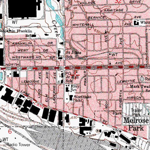 Topographic Map of Northlake Police Department, IL