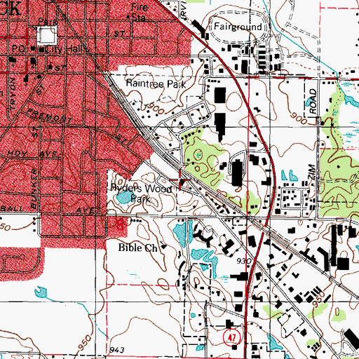 Topographic Map of Woodstock Police Department, IL