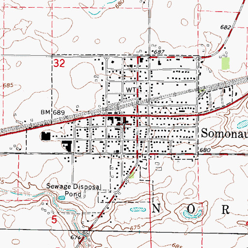 Topographic Map of Somonauk Police Department, IL