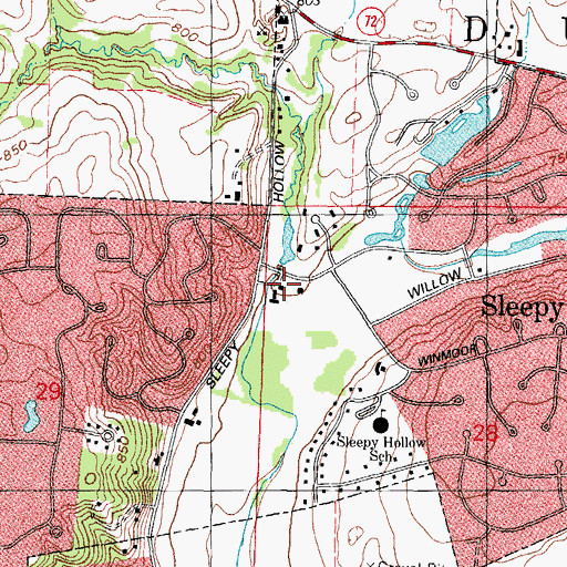 Topographic Map of Sleepy Hollow Village Police, IL