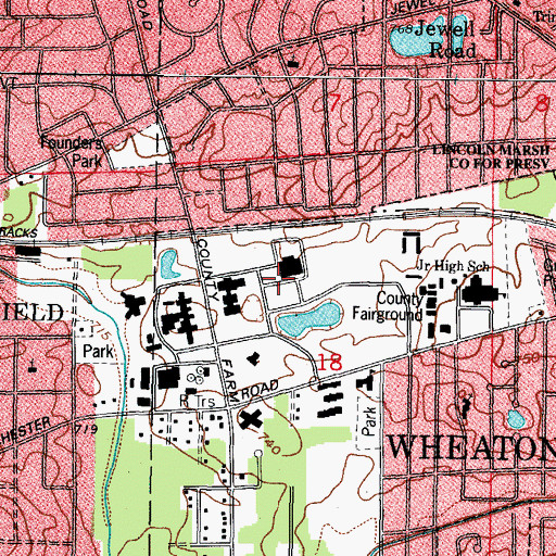 Topographic Map of DuPage County Sheriff's Office, IL