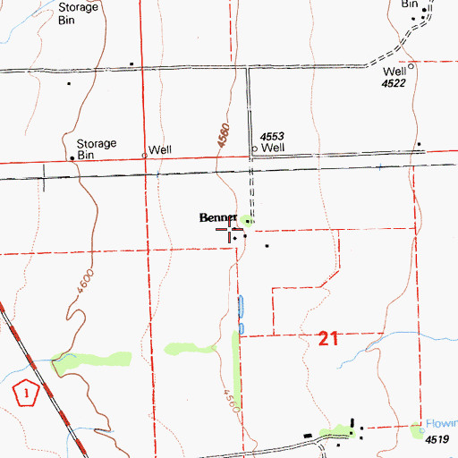 Topographic Map of Bennen, CA