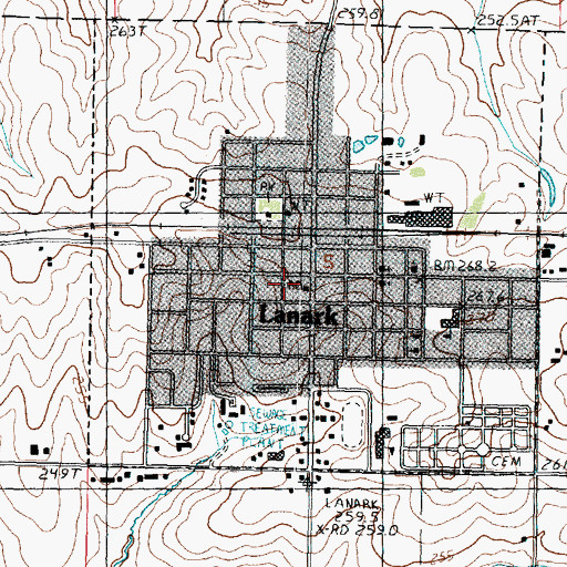 Topographic Map of Lanark Police Department, IL