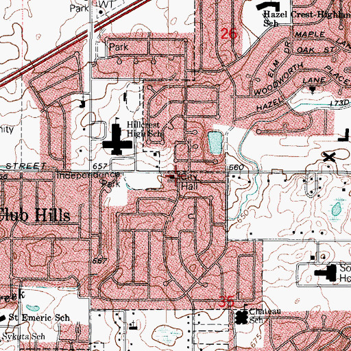 Topographic Map of Country Club Hills Police Department, IL
