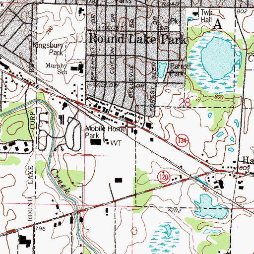 Topographic Map of Round Lake Park Police Department, IL