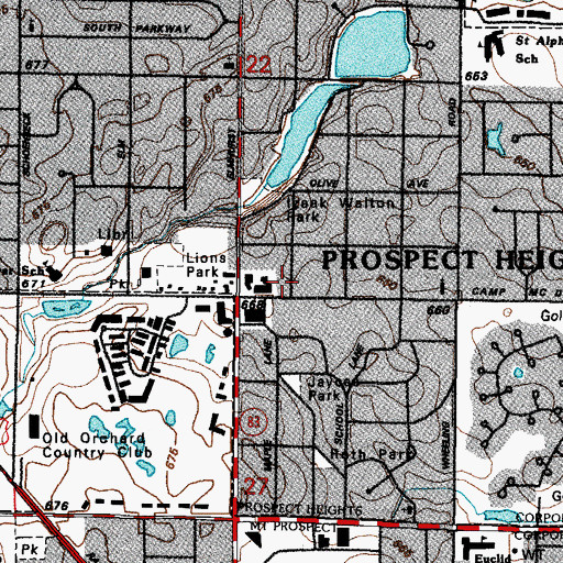Topographic Map of Prospect Heights Police Department, IL