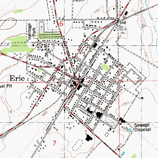 Topographic Map of Erie Police Department, IL