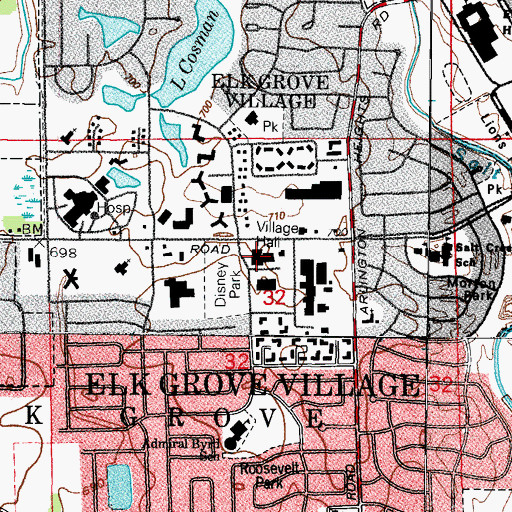 Topographic Map of Elk Grove Village Police Department, IL