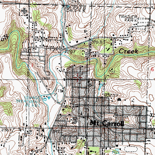 Topographic Map of Mount Carroll Police Department, IL