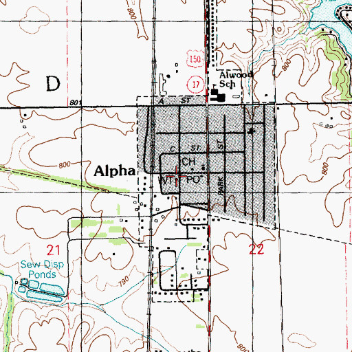 Topographic Map of Alpha Police Department, IL