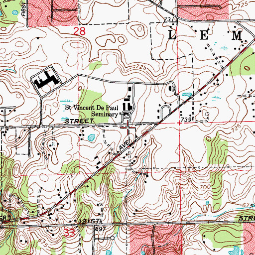 Topographic Map of Lemont Police Department, IL