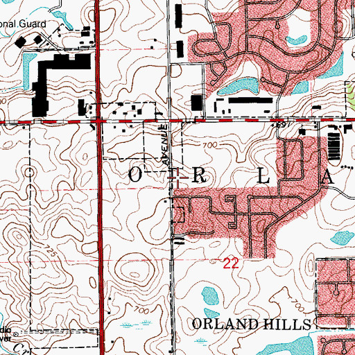 Topographic Map of Orland Hills Police Department, IL