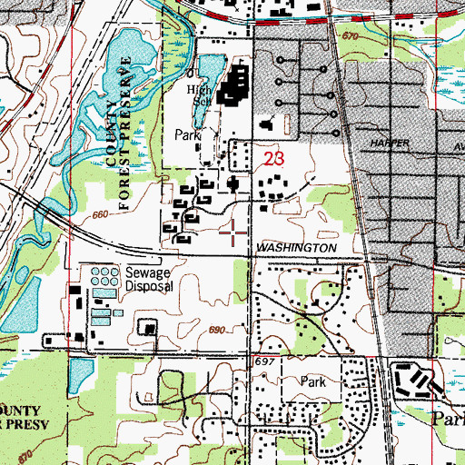 Topographic Map of Gurnee Village Police Department, IL