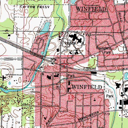 Topographic Map of Winfield Police Department, IL