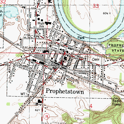 Topographic Map of Prophetstown Police Department, IL